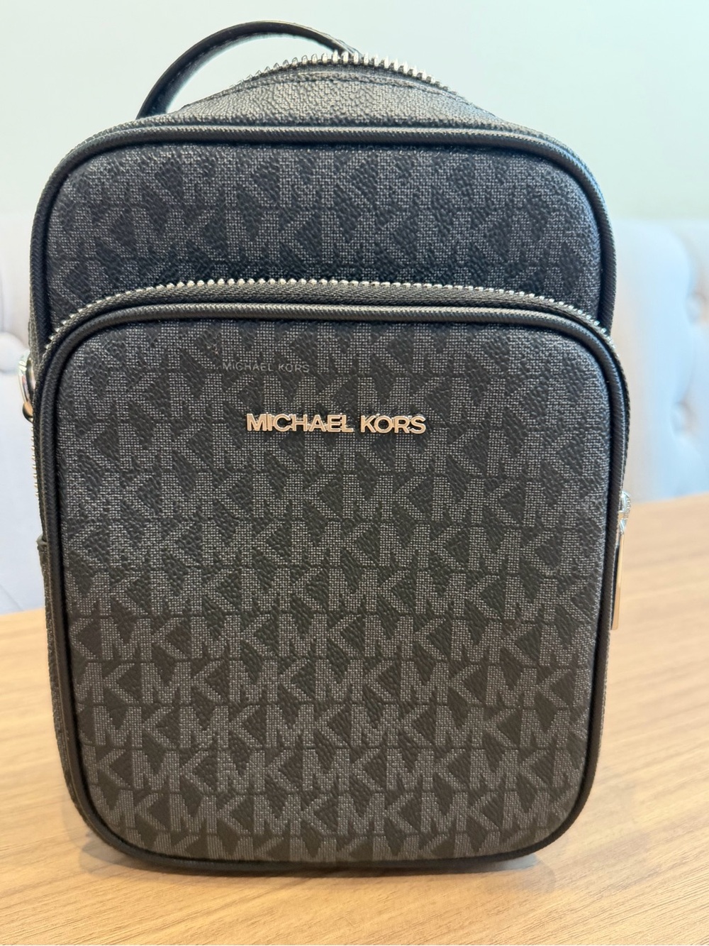 Michael Kors Jet Set Travel Small Signature Crossbody Bag – Black | Like New